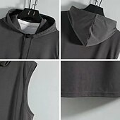billiga Gym-toppar-Herr Linne Undertröjor Ärmlös tröja Ärmlös Huva Sommar Slät Mode Designer Grundläggande Semester Gata Utekväll Svart Vit Blå Topp t-shirt för män