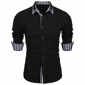 economico Camicie Button Down da uomo-Per uomo Camicie Camicia abbottonata Camicia non stirabile Maglietta informale Nero Bianco Rosa Borgogna Blu Manica lunga Color Block Tinta unita / tinta unita Collo ripiegabile Matrimonio Da mare