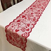 זול Placemats &amp; תחתיות וטריב-יום האהבה רץ שולחן קופידון לב אדום דגל שולחן 13x72in מפית שולחן חדשה בפס ארוך
