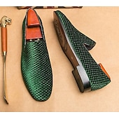 preiswerte Halbformell-Herren Loafer &amp; Slip On Übergrössen Loafer fahren Wanderschuhe Geschäftlich Britisch Hochzeit Party &amp; Abend St. Patricks Day Stoff Schwarz Weiß Blau Frühling Herbst