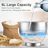 preiswerte Küchengeräte-Küchen-Elektro-Standmixer, 6-Gang-Kippkopf-Lebensmittelmixer mit 6,5-qt-Edelstahlschüssel, Knethaken, Flachrührer, Spritzschutzabdeckung