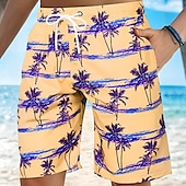 cheap Tropical Plants &amp; Flowers-Men&#039;s Coconut Tree Bermuda shorts Beach Shorts Mid Waist Vacation Hawaiian Holiday Daily Holiday Vacation Drawstring Elastic Waist 3D Print Designer Clothing Apparel
