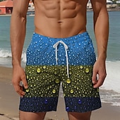cheap Geometric Print-Men&#039;s Optical Illusion Mixed Color Swim Shorts Board Shorts Swimming Trunks Mid Waist Vacation Hawaiian Holiday Vacation Holiday Beach Drawstring with Mesh lining Elastic Waist Designer Clothing