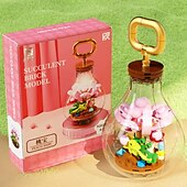 お買い得  組立ておもちゃ-女性の日のギフト、球根の多肉植物、ビルディングブロックセット、LEDストリングライト2個付き、DIY、3つの調節可能なフラッシュスピード、女性の日、女の子への母の日のギフト、お母さんへの母の日のギフト。