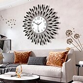 baratos decoração de parede de metal-Grande relógio de parede de metal decorativo silencioso não-ticking grandes relógios modernos decorações para casa para sala de estar quarto sala de jantar escritório