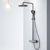 abordables Grifos de ducha-Sistema ducha / Válvula mezcladora termostática Conjunto - Alcachofa incluida Ducha de chorro múltiple Cascada Moderno Galvanizado Apertura Externa Válvula Cerámica Bath Shower Mixer Taps