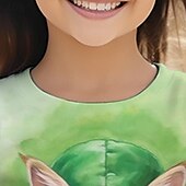 cheap Girl&#039;s 3D Animals-St. Patrick Girls&#039; 3D Cat Four Leaf Clover Tee Shirt Short Sleeve 3D Print Summer Active Fashion Cute Polyester Kids 3-12 Years Crew Neck Outdoor Casual Daily Regular Fit