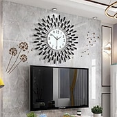 baratos decoração de parede de metal-Grande relógio de parede de metal decorativo silencioso não-ticking grandes relógios modernos decorações para casa para sala de estar quarto sala de jantar escritório