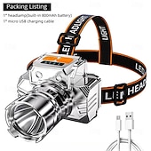 cheap Camping Lights-Zoomable 3-in-1 Head Light Induction Flashlight,  Super Bright Headlamp with 800mAh Rechargeable Battery Powered for Outdoor Camping Use