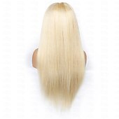 abordables Pelucas delanteras del cordón de cabello natural-Peluca frontal de encaje transparente de 13x4, 613 #, pelucas frontales de encaje liso rubio, cabello humano con cabello de bebé