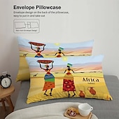 cheap Duvet Cover Sets-Three piece set of African primitive tribal character prints down duvet cover hotel bedroom guest room famous guest bed bedding comfortable set 1 down duvet cover 2 pillowcases king size bed s