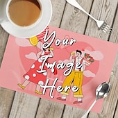 cheap Personalized Decorations-Personalized Tablemat Customized Placemats 1PC/2PCS/4PCS,  Design Your Own Pattern Placemats for Dining Table,12x18inch Decorative Table Mats,Dining Table Decor