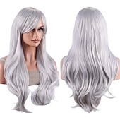 economico Parrucche storiche-parrucche 28 pollici 70cm lunghi capelli ricci ondulati parrucca cosplay resistente al calore con cuffia per parrucca parrucche di carnevale