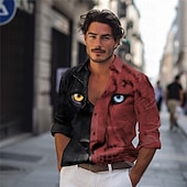 preiswerte Tiermuster Druck-Herren Leopard Hemd Knopfhemd Langarm Abstrakt Brautkleider schlicht Freizeitskleidung Ausgehen Frühling Umlegekragen Bedruckt Button-Down Rote Blau Braun Grau