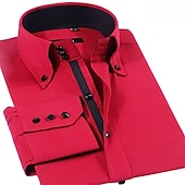 preiswerte Button-Down-Hemden für Herren-Herren Hemd Hemd mit Spearpoint-Kragen Oberhemd Glatt Hochzeit Party Schwarz Weiß Rote Marineblau Langarm Kargen Frühling &amp; Herbst Bekleidung Button-Down