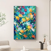 cheap Floral/Botanical Paintings-Oil painting Hand painted Textured Abstract Colorful Flower Oil Painting on Canvas Original pattle knife Flower Painting Nature Planting  Wall Decor for Bedroom Home Decor  Wall Art