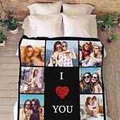 cheap Personalized Textiles-Customized Blanket Customized Blanket Blankets Personalized Gifts For Your Loves women/men present Personalized Valentine Gift Custom Made