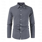 economico Casual da lavoro-Per uomo Camicia Camicia di lino Camicia Estiva Camicia da Spiaggia Semplice Vacanza Camicia hawaiana Nero Rosa Blu marino Viola Manica Lunga Bavero Primavera &amp; Autunno Abbigliamento Bottonato