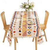 cheap Tablecloth-Bohemian geometric pattern tablecloth cotton and linen waterproof wash free tablecloth spring outing camping picnic mat cover cloth