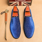 preiswerte Halbformell-Herren Loafer &amp; Slip On Übergrössen Loafer fahren Wanderschuhe Geschäftlich Britisch Hochzeit Party &amp; Abend St. Patricks Day Stoff Schwarz Weiß Blau Frühling Herbst