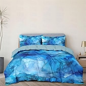 preiswerte Bettbezug-Sets-Bettbezug-Set mit blauem Farbverlauf und Muster, Bettdecken-Set, weiches 3-teiliges Luxus-Baumwoll-Bettwäsche-Set, Heimdekoration, Geschenk, King-Size-Bett, Queen-Size-Bett, dreiteiliges Set