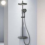 abordables Grifos de ducha-Sistema ducha / Válvula mezcladora termostática Conjunto - Alcachofa incluida Ducha de chorro múltiple Cascada Moderno Galvanizado Apertura Externa Válvula Cerámica Bath Shower Mixer Taps