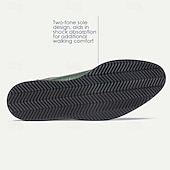 baratos Tênis de couro premium-tênis casuais masculinos de couro bovino premium – design de cadarço com relevo verde e detalhes em preto, confortável e durável