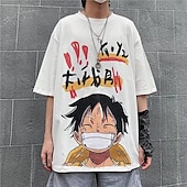 billige Tegneserie- og filmkaraktergrafikk-One Piece Monkey D. Luffy T-skjorte Tegneserie Manga Animé Graphic Til Par Herre Dame Voksne Karneval Maskerade Varmstempling Fritid / hverdag