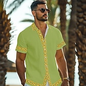 cheap Retro Vintage Print-Men&#039;s Lemon Shirt Summer Hawaiian Shirt Aloha Shirt Short Sleeve Shirt Turndown Vacation Hawaiian Outdoor Vacation Hawaiian Black White Pink S M L