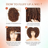 baratos Perucas de festa-Perucas Afro Cacheadas para Mulheres Negras Peruca Curta Cacheada Sintética sem Cola Ombre Marrom 12 polegadas Perucas de Halloween