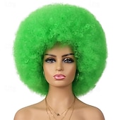 levne Párty paruky-paruka afro kudrnaté paruky 70. let pro černé ženy nošení bez lepku a měkké černé afro paruky velké skákací a měkké přirozeně vypadající plné paruky pro denní party cosplay kostým halloweeen