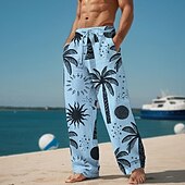 Χαμηλού Κόστους Ανδρικό εμπριμέ casual παντελόνι-palm tree ανδρικό θέρετρο 3d printed casual παντελόνι παντελόνι ελαστικό κορδόνι μέσης χαλαρό ίσιο καλοκαιρινό παντελόνι παραλίας s έως 3xl