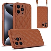 Недорогие Чехлы для iPhone-телефон Кейс для Назначение iPhone 15 Pro Max iPhone 14 13 12 11 Pro Max X XR XS 8 7 Plus Кейс на заднюю панель с ремешком с ремешком на запястье Защита от удара Геометрический рисунок ТПУ Кожа PU