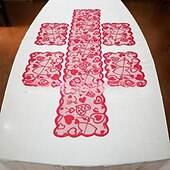 זול Placemats &amp; תחתיות וטריב-יום האהבה רץ שולחן קופידון לב אדום דגל שולחן 13x72in מפית שולחן חדשה בפס ארוך