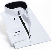 preiswerte Button-Down-Hemden für Herren-Herren Hemd Hemd mit Spearpoint-Kragen Oberhemd Glatt Hochzeit Party Schwarz Weiß Rote Marineblau Langarm Kargen Frühling &amp; Herbst Bekleidung Button-Down