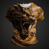 ieftine Tricouri cu imprimeu animal-Bărbați Grafic Animal Balaur Tricou Manșon scurt Tricou Tipărire 3D Stil Nautic Cămașă Zilnic Designer Casual Sport exterior Concediu Ieșire Verde Deschis Albastru piscină Roșu Primavara vara