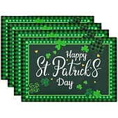 cheap Placemats &amp; Coasters &amp; Trivets-St. Patrick&#039;s Day Placemat, Clover Table Decoration, Non slip and Thermal Insulation Linen Mats Seasonal Spring Table Mats for Party Kitchen Dining Decoration