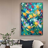 cheap Floral/Botanical Paintings-Oil painting Hand painted Textured Abstract Colorful Flower Oil Painting on Canvas Original pattle knife Flower Painting Nature Planting  Wall Decor for Bedroom Home Decor  Wall Art