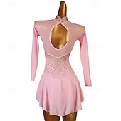 cheap Competition Dress-Dance Salsa Latin Dance Dress Rhinestone Women's Performance Training Long Sleeve High Spandex Tulle