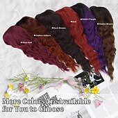 abordables Perruques Synthétiques Sans Bonnet-Perruque violette avec frange perruque noire et violette longue perruque ondulée bouclée avec racines foncées perruques synthétiques ombrées résistantes à la chaleur pour femmes utilisation