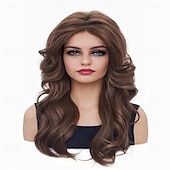 economico Parrucche storiche-Parrucche vintage Rugelyss parrucca mista marrone per donne parrucche sintetiche a strati complete per cosplay costume parrucche disco degli anni &#039;60 &#039;70 &#039;80 di Halloween