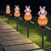 tanie Światełka Wielkanocne-wielkanocna słoneczna lampa ogrodowa królik żaba zwierzęca lampa słoneczna z żywicy na zewnątrz wodoodporny wystrój drewniany stos lampa wakacje dziedziniec chodnik trawnik dekoracja zewnętrzna 1 szt.