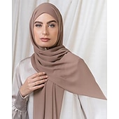 baratos Islâmico Arábico-Mulheres Xales lenços de hijab Árabe árabe muçulmano Ramadã Côr Sólida Adulto Xale