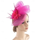 levne Svatební čelenka-Fascinátory Klobouky Doplňky do vlasů Organza 30. léta Cylindr Závojový klobouk Dostih koktejl Elegantní Luxus S Peří Mašličky Přílba Pokrývky Hlavy