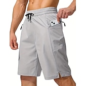 お買い得  男性用水泳パンツ-男性用 ボードショーツ スイムトランク お出かけ 週末 速乾性 ドローストリング 弾性ウエスト ポケット付き 平織り 膝丈 体操服 カジュアル アクティブウェア ワインレッド ブラック