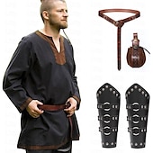 levne Příslušenství a další-Retro Středověké Renesanční Halenka / košile Zbraně a výzbroj Pásek Ren Faire Pirát Válečník Rytíř Pevná barva Pánské Viking Fantazie předvečer Všech svatých Karneval Plesová maškaráda předvečer