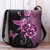 cheap Crossbody Bags-Women&#039;s Crossbody Bag Shoulder Bag Fluffy Bag Polyester Shopping Daily Holiday Print Large Capacity Lightweight Durable Flower Yellow Blue Fuchsia