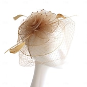 levne Svatební čelenka-Fascinátory Klobouky Doplňky do vlasů Organza Se širší krempou Cylindr Závojový klobouk Dostih koktejl Elegantní Vinobraní S Peří Mašličky Přílba Pokrývky Hlavy