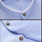 economico camicie oxford da uomo-Per uomo Camicia Camicia con colletto cinese Camicia con colletto alla coreana Camicia elegante Camicia con Bottoni Semplice Matrimonio Feste Rosa Blu Azzurro cielo Grigio scuro Manica Lunga Colletto