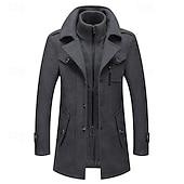 abordables Gabardina para hombre-Hombre Abrigo de invierno Abrigo de lana Sobretodo Abrigo corto Exterior Trabajo Otoño invierno Lana Resistente al Viento Templado Ropa de calle Ropa Brasieres Esencial Color sólido Cuello enrollado